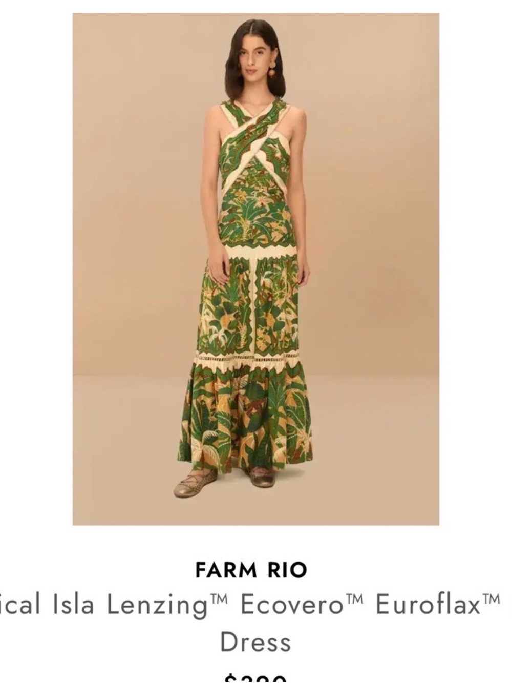 FARM RIO Beige Tropical Isla LENZING™ ECOVERO™ Euroflax™ Maxi Dress - Picture 2 of 4